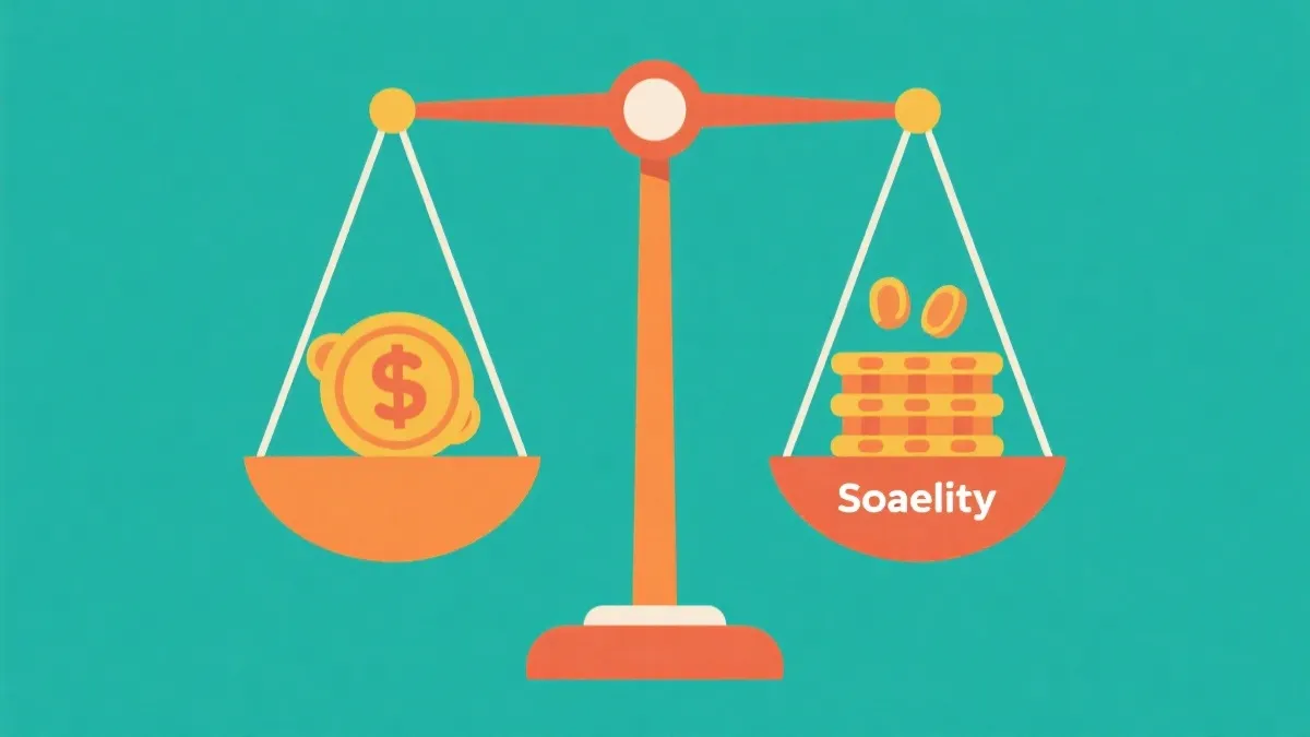 信息图风格：平衡大奖与稳定的天平，简洁扁平设计